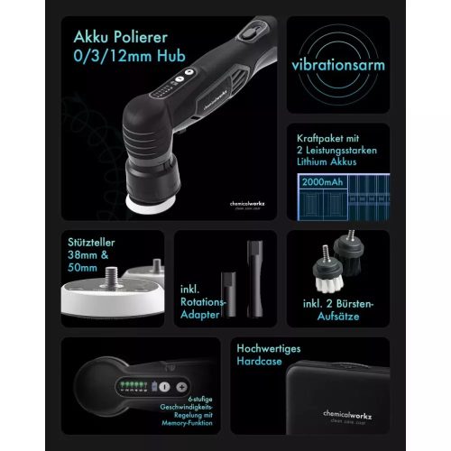 Chemicalworkz Excenteres polírozógép EVO Mini Akku Hybrid