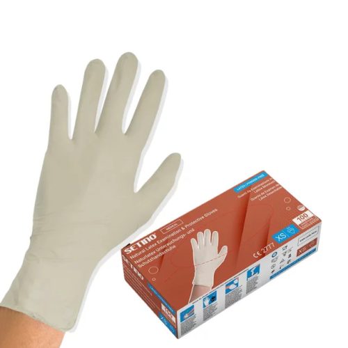 Setino Latex Gumikesztyű Púdermentes 100db L (8-9) méret 