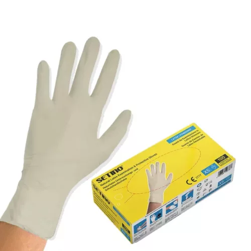 Setino latex gumikesztyű, púderezett (fehér) 100db L (8-9) méret